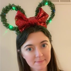 Disney Mickey Holiday Christmas Ears Headband Minnie Mouse Light Up ears